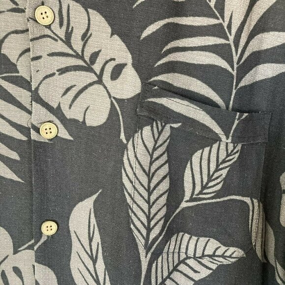 Jamaica Jaxx Authentic Island Style 100% Silk Button Down Black Gray Shirt - Picture 3 of 10